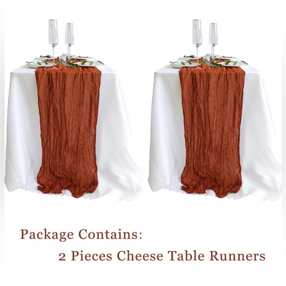 2 Pack Terracotta Orange Cheesecloth Table Runners, 10Ft Gauze Table Runner - Picture 5 of 6